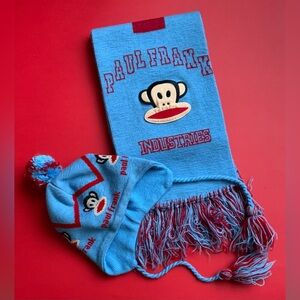 Paul Frank Blue and Red Kids Hat and Scarf Set
